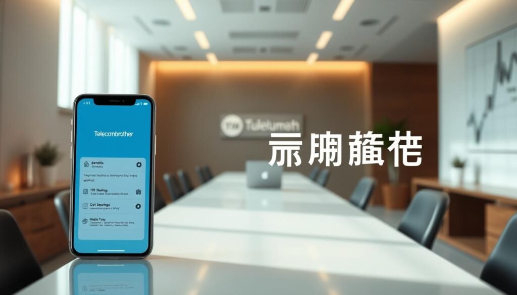 A sleek, futuristic interface showcasing the "Telecombrother" brand logo against a serene backdrop. In the foreground, a smartphone screen displays a detailed breakdown of the "轉台優惠" plan, highlighting the key benefits and cost savings. The middle ground features a minimalist, modern office setting with clean lines and muted tones, conveying a sense of professionalism and efficiency. The background subtly incorporates elements of the article's subject, such as financial documents or an abstract representation of hidden fees. The overall composition is balanced, with a warm, inviting lighting that creates a sense of trust and transparency. The image effectively conveys the message of "免行政費：如何透過轉台優惠節省隱藏收費" without any distracting text overlays.