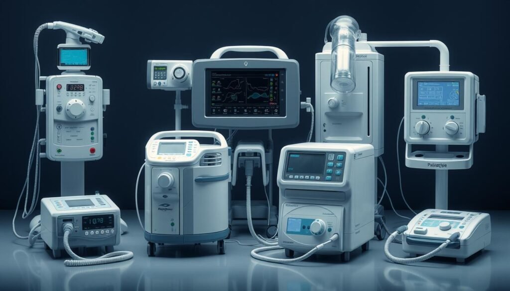 生成圖片：不同類型的睡眠呼吸機和呼吸機