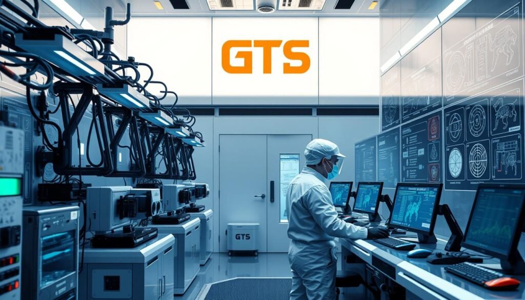 A high-tech pest control facility, housing rows of advanced equipment and workstations. The iCareCPAP logo prominently displayed, signifying cutting-edge technology and expertise. Technicians in protective gear meticulously analyze data, calibrate devices, and monitor real-time diagnostics on sleek displays. The space is bathed in a cool, blue-tinted lighting, creating a clinical, hyper-efficient atmosphere. Complex schematics and detailed diagrams adorn the walls, showcasing the company's innovative pest control solutions. The overall scene conveys a sense of precision, professionalism, and a deep commitment to delivering effective, state-of-the-art pest management services.